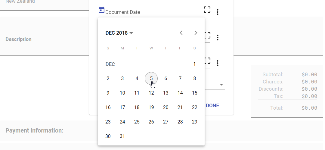 DX2 Capture Date Picker