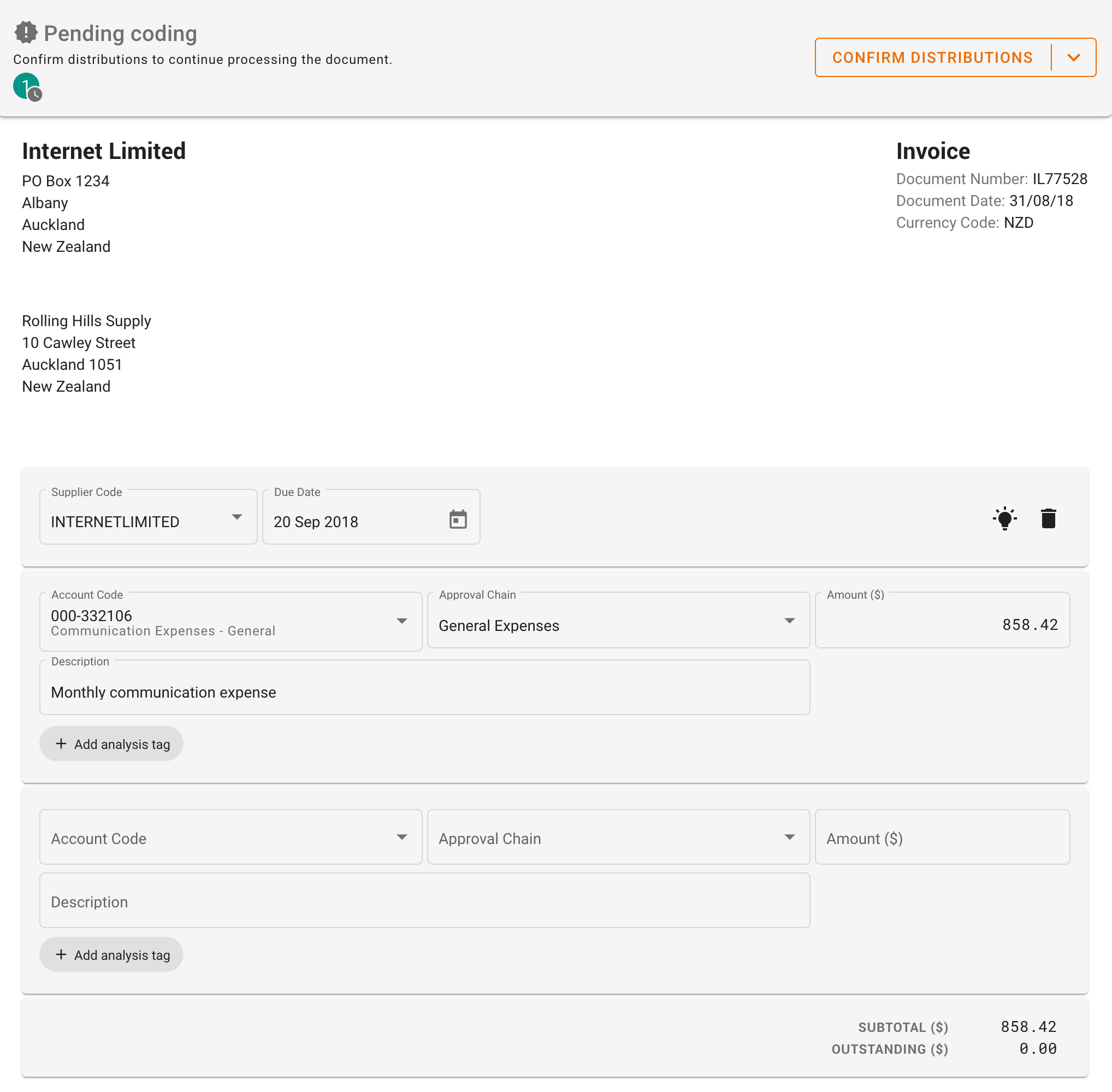 Accepting the Suggested Distributions Example