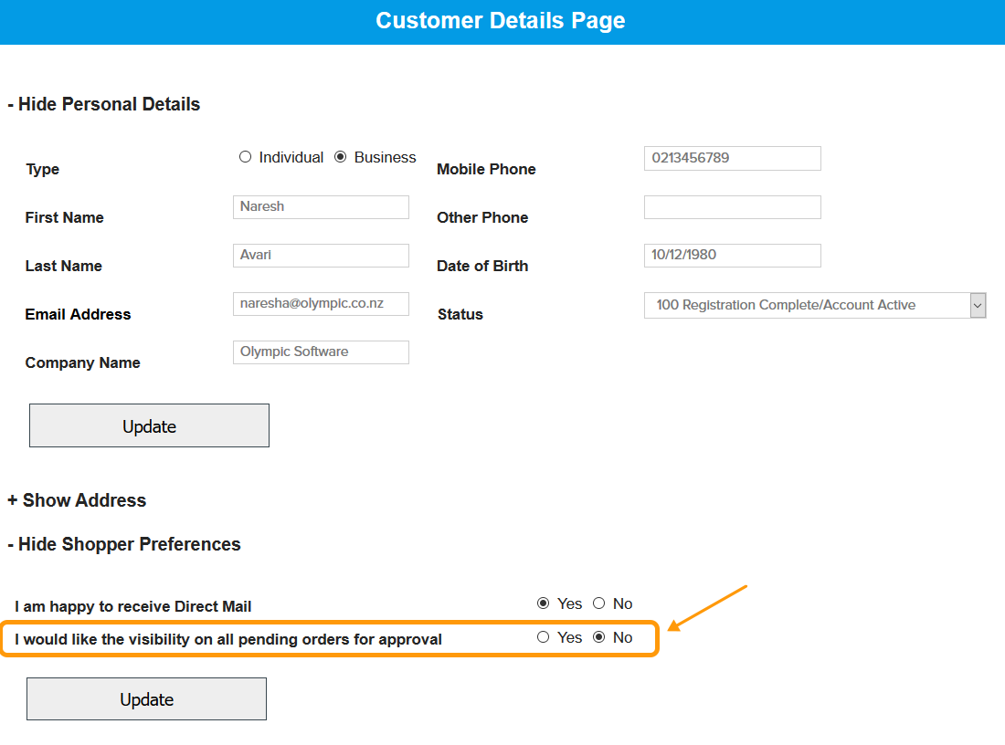 Switch is on to see all company requisitions pending approval