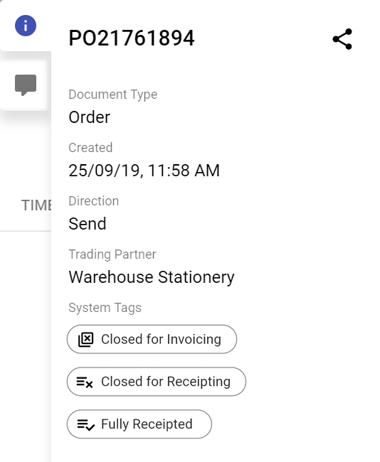 System tag showing closed for invoicing