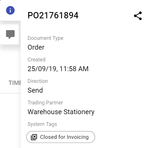 System tag showing closed for invoicing