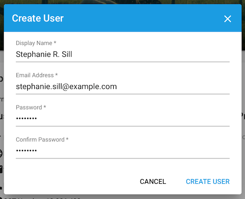 Create User dialog