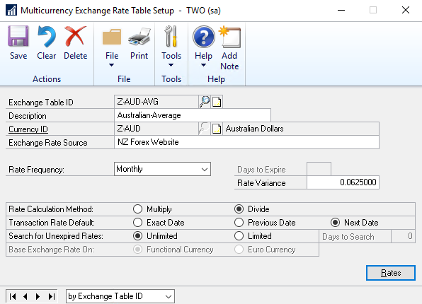 Exchange Rate setup in ERP system