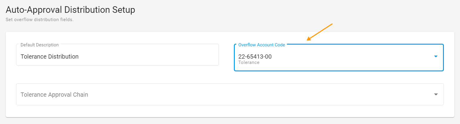 Choosing the account code dropdown 