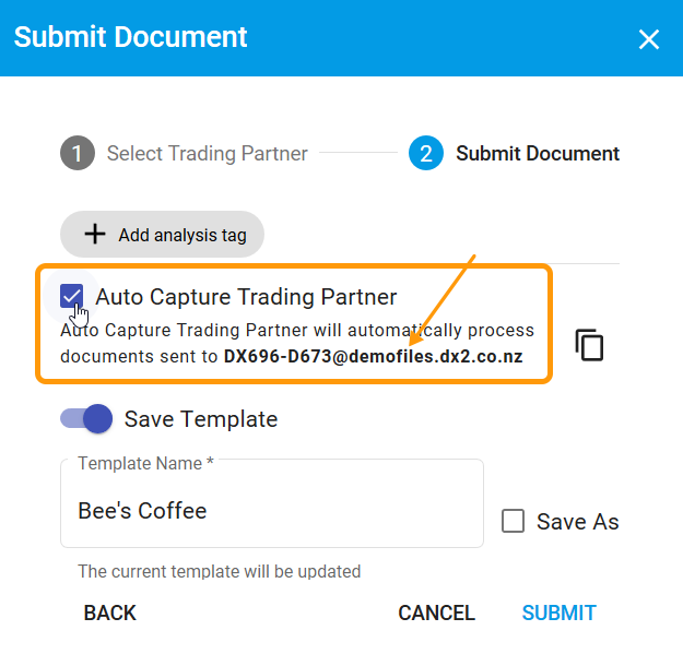 Auto Capture setting when submitting a document in Capture