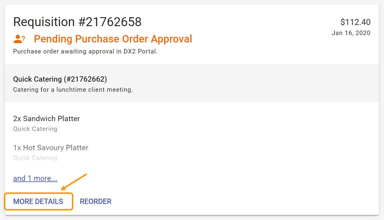 More Details button on Requisition