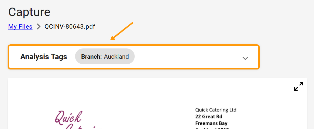 Create and select analysis tags in Capture