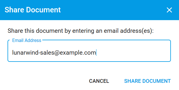 Sharing modal in DX2 Approved Purchase Order